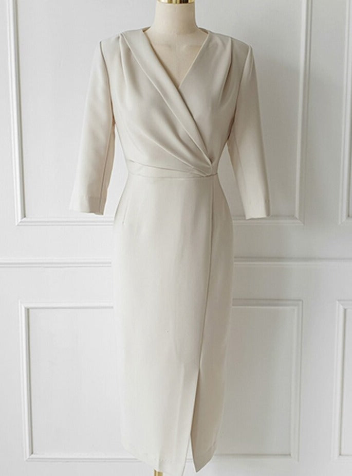 Belted Split Hem Midi Dress