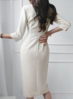 Belted Split Hem Midi Dress