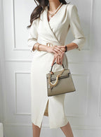 Belted Split Hem Midi Dress