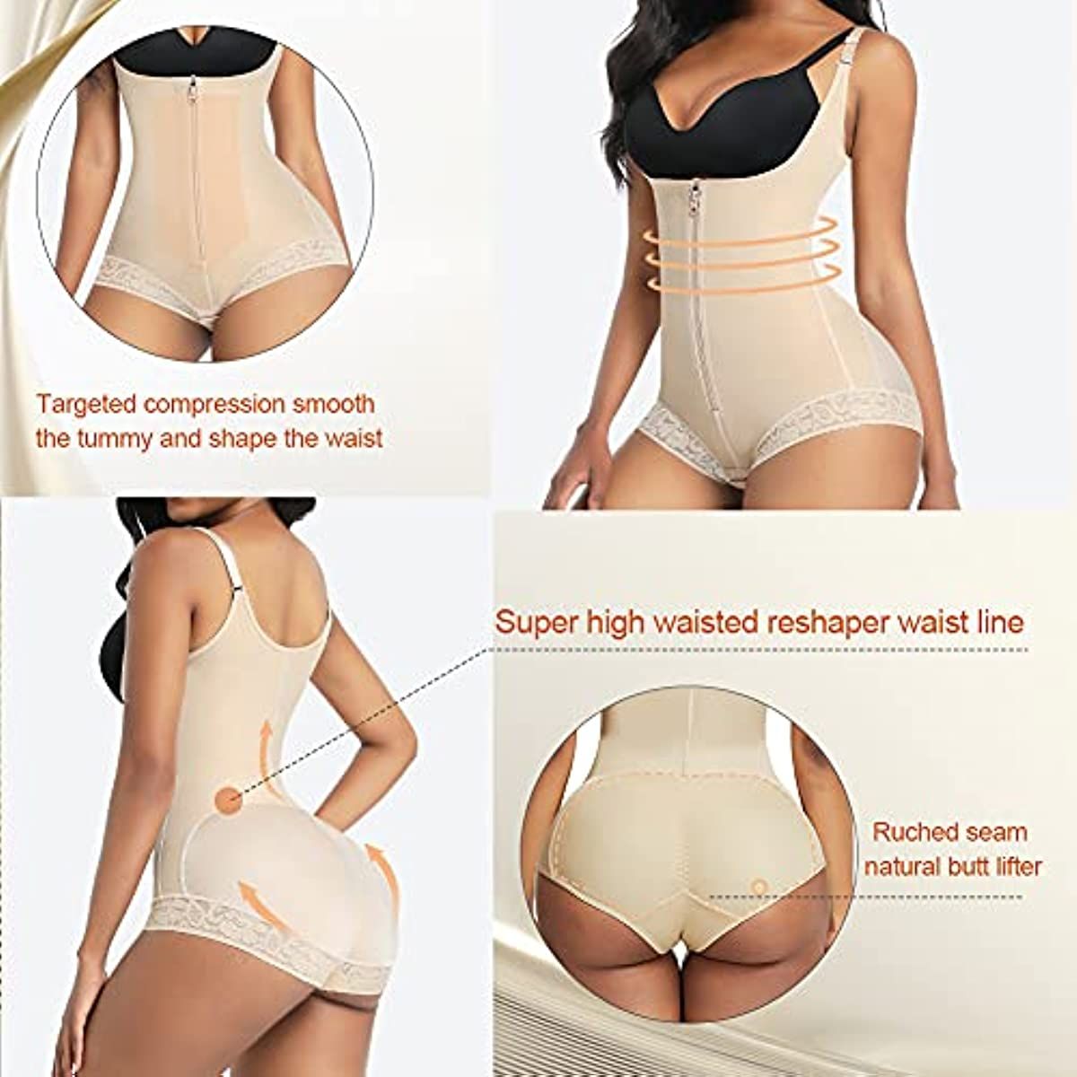 Shapewear for Women Seamless Firm Triple Control Girdle Plus Size Thigh Slimmer Tummy Control Body Shaper