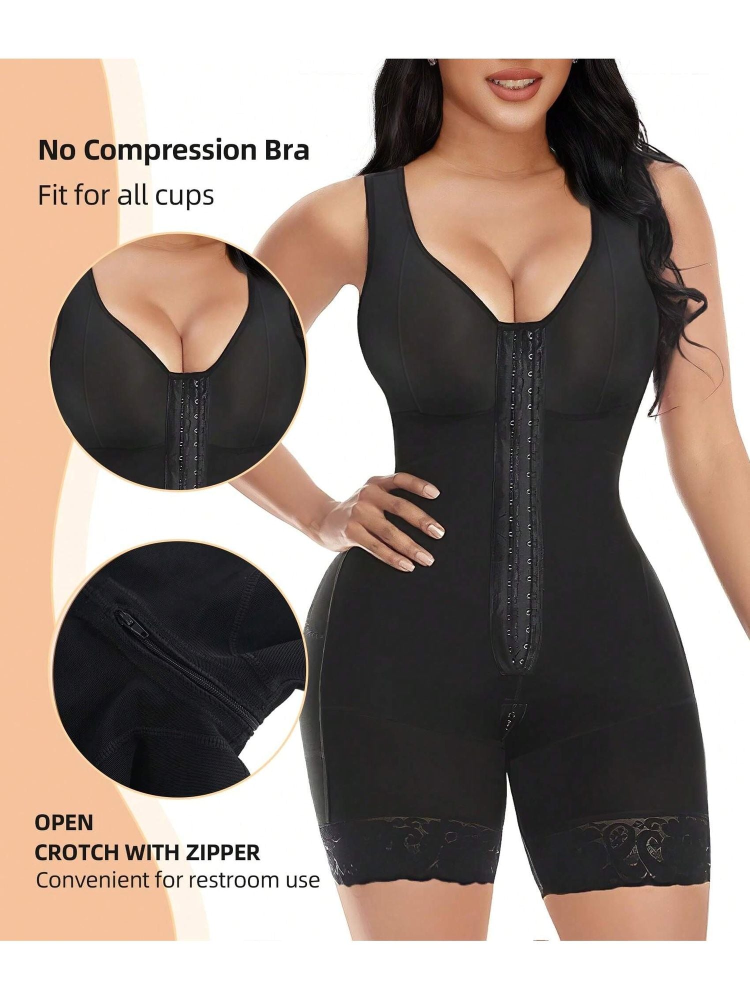 Colombian Full Body Shaper with Zipper – Tummy Control & Butt Lift