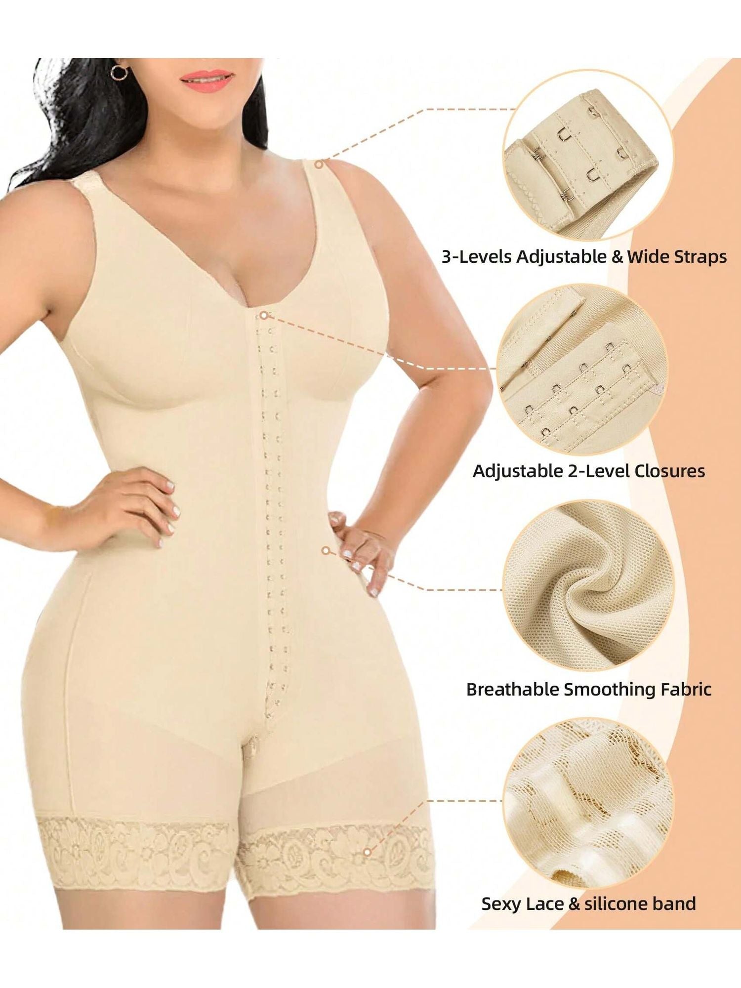 Colombian Full Body Shaper with Zipper – Tummy Control & Butt Lift