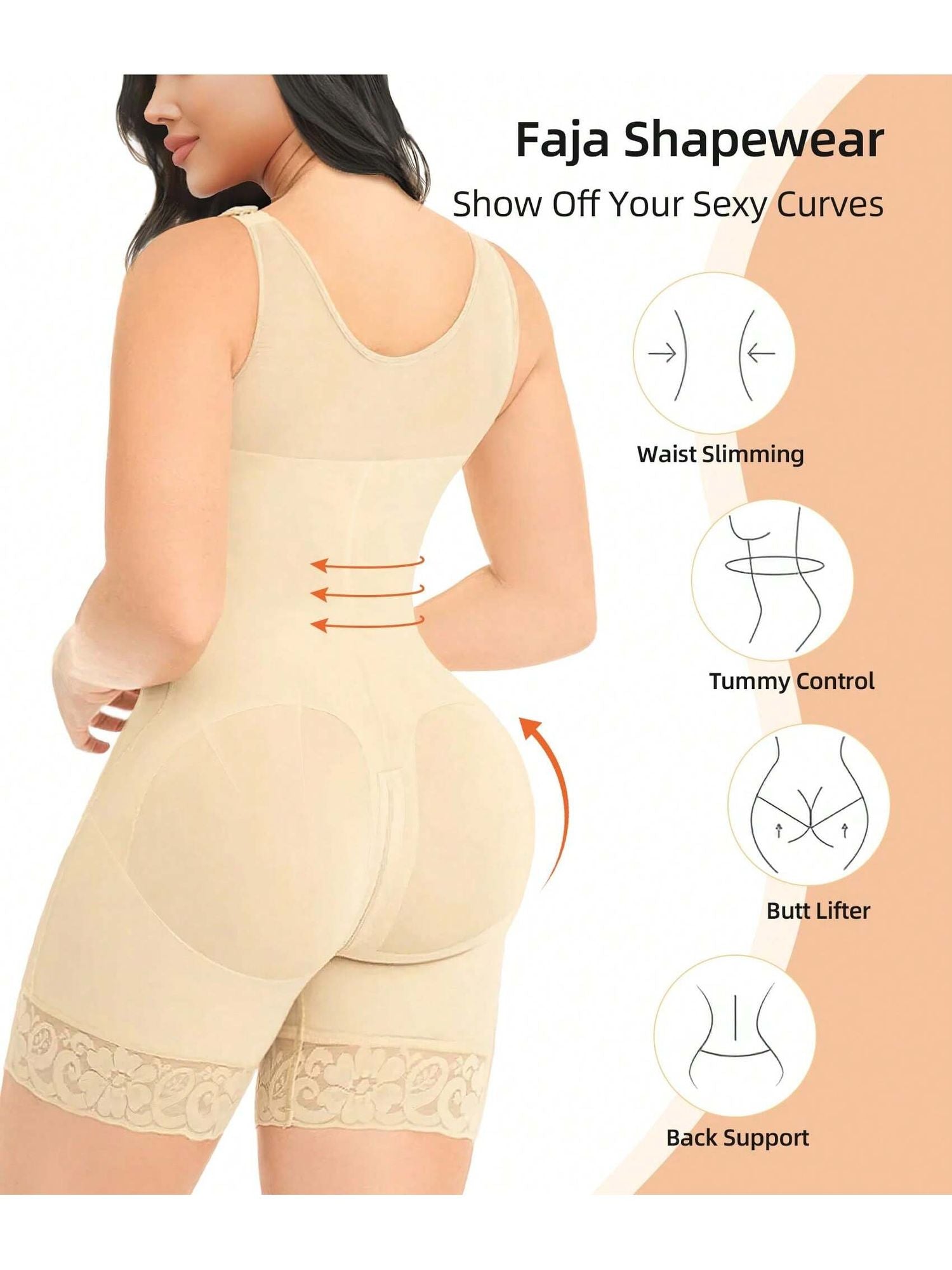 Colombian Full Body Shaper with Zipper – Tummy Control & Butt Lift