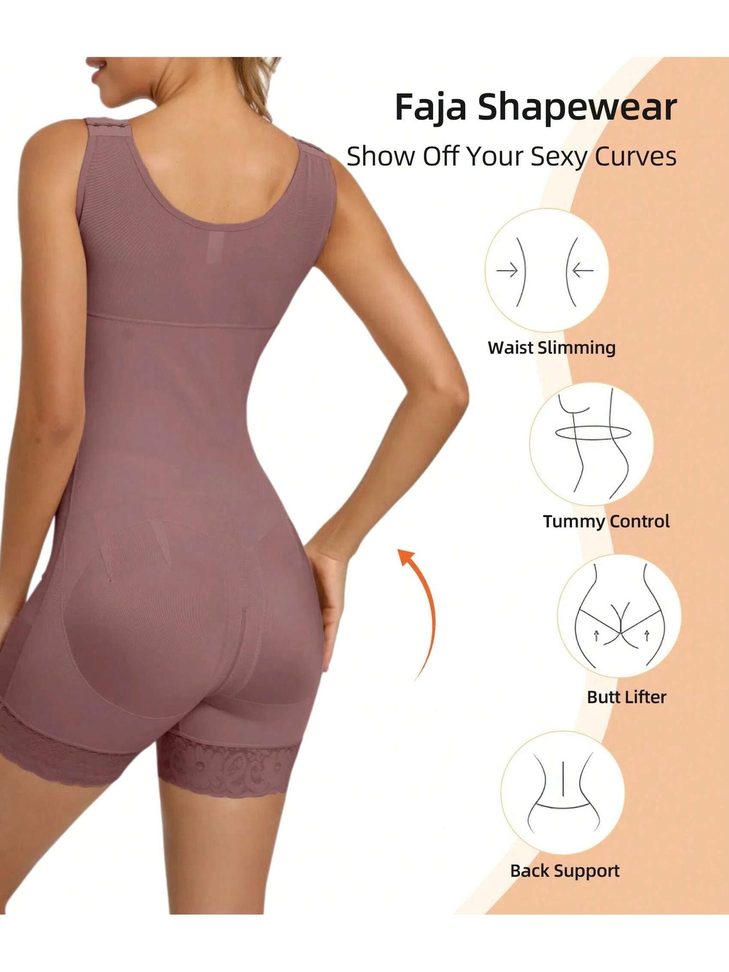 Colombian Full Body Shaper with Zipper – Tummy Control & Butt Lift
